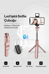 Led Işıklı Selfie Çubuğu Bluetooth Kumandalı Kablosuz Tripot Selfie Monopod Selfie Stick (Pembe)
