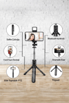 Led Işıklı Selfie Çubuğu Bluetooth Kumandalı Kablosuz Tripot Selfie Monopod Selfie Stick
