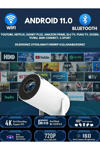 LED projeksiyon cihazı 4K çözünürlük 100000:1 kontrast Bluetooth Android 11 WiFi beyaz