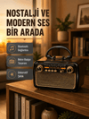 LED’li Nostaljik Bluetooth Hoparlör – Vintage Tasarım, Ahşap Doku