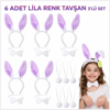 Lila Tavşan Sahne Seti 6'lı Set Taç Papyon Kuyruk