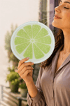Limon Desenli Kore Yelpaze
