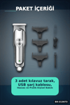 Lityum Pilli 600mAh Saç Sakal Kısaltma Makinesi 3 Taraklı USB Şarj LED Ekran BX-313673