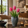 Lotus 3d Dekorati̇f Vazo 18 Cm Gri