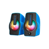 Mavi - Rgb Işıklı 1+1 Hoparlör Speakaer Set Usb Kablo 2.0 Multimedya - 6w Bx40