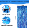 Mavi Renk Ekstra Metalize Parlak Saçaklı Arka Fon Perde İthal A Kalite 1x2 Metre Bx40