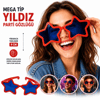 Mega Tip Yıldız Parti Gözlüğü Kırmızı Renk Bx40