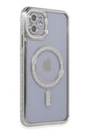 Mey İthalat®   iPhone 11 Kılıf Joke Simli Magneticsafe Kılıf - Gümüş