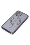 Mey İthalat®   iPhone 11 Kılıf Joke Simli Magneticsafe Kılıf - Derin Mor