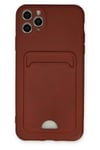 Mey İthalat®   iPhone 11 Pro Max Kılıf Kelvin Kartvizitli Silikon - Bordo