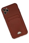 Mey İthalat®   iPhone 11 Pro Max Kılıf Kelvin Kartvizitli Silikon - Bordo