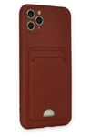 Mey İthalat®   iPhone 11 Pro Max Kılıf Kelvin Kartvizitli Silikon - Bordo