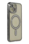 Mey İthalat®   iPhone 13 Kılıf Joke Simli Magneticsafe Kılıf - Gri