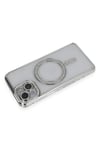 Mey İthalat®   iPhone 13 Kılıf Joke Simli Magneticsafe Kılıf - Gümüş