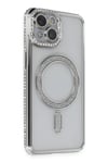 Mey İthalat®   iPhone 13 Kılıf Joke Simli Magneticsafe Kılıf - Gümüş