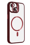 Mey İthalat®   iPhone 13 Remim Lensli Magsafe Standlı Kapak - Bordo