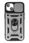 Mey İthalat®   iPhone 14 Kılıf Pars Lens Yüzüklü Silikon - Gümüş