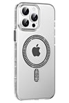 Mey İthalat®   iPhone 14 Pro Max Move Taşlı Magsafe Kapak - Siyah