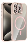 Mey İthalat®   iPhone 14 Pro Max Remim Lensli Magsafe Standlı Kapak - Pembe