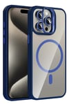 Mey İthalat®   iPhone 14 Pro Max Remim Lensli Magsafe Standlı Kapak - Lacivert