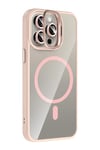 Mey İthalat®   iPhone 14 Pro Max Remim Lensli Magsafe Standlı Kapak - Pembe