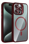 Mey İthalat®   iPhone 14 Pro Max Remim Lensli Magsafe Standlı Kapak - Bordo