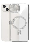 Mey İthalat®   iPhone 15 Kılıf Joke Simli Magneticsafe Kılıf - Gümüş