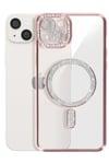 Mey İthalat®   iPhone 15 Kılıf Joke Simli Magneticsafe Kılıf - Pembe