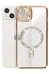 Mey İthalat®   iPhone 15 Kılıf Joke Simli Magneticsafe Kılıf - Gold