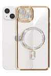 Mey İthalat®   iPhone 15 Kılıf Joke Simli Magneticsafe Kılıf - Gold