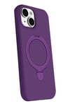 Mey İthalat®   iPhone 15 Plus Regal Magsafe Standlı Kapak - Derin Mor