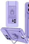 Mey İthalat®   iPhone 15 Pro Kılıf Zuma Kartvizitli Yüzüklü Silikon - Lila