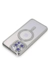Mey İthalat®   iPhone 15 Pro Max Kılıf Joke Simli Magneticsafe Kılıf - Gümüş