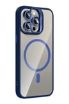 Mey İthalat®   iPhone 15 Pro Max Remim Lensli Magsafe Standlı Kapak - Lacivert