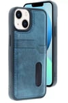 Mey İthalat®   iPhone 15 Sara Kartvizitli Deri Kılıf - Lacivert