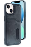 Mey İthalat®   iPhone 15 Sara Kartvizitli Deri Kılıf - Siyah