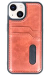 Mey İthalat®   iPhone 15 Sara Kartvizitli Deri Kılıf - Taba