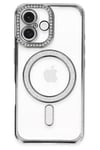 Mey İthalat®   iPhone 16 Kılıf Joke Simli Magneticsafe Kılıf - Gri