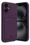 Mey İthalat®   iPhone 16 Kılıf Kelvin Kartvizitli Silikon - Derin Mor