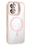 Mey İthalat®   iPhone 16 Plus Remim Lensli Magsafe Standlı Kapak - Pembe