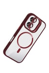 Mey İthalat®   iPhone 16 Plus Remim Lensli Magsafe Standlı Kapak - Bordo