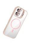 Mey İthalat®   iPhone 16 Plus Remim Lensli Magsafe Standlı Kapak - Pembe