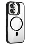 Mey İthalat®   iPhone 16 Plus Remim Lensli Magsafe Standlı Kapak - Siyah