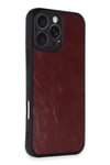 Mey İthalat®   iPhone 16 Pro Max Kılıf Aras Deri Kapak - Bordo