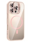 Mey İthalat®   iPhone 16 Pro Remim Lensli Magsafe Standlı Kapak - Pembe