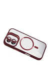 Mey İthalat®   iPhone 16 Remim Lensli Magsafe Standlı Kapak - Bordo