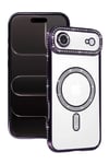 Mey İthalat®   iPhone 17 Air Joke Simli Magneticsafe Kılıf - Derin Mor