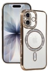 Mey İthalat®   iPhone 17 Joke Simli Magneticsafe Kılıf - Gold