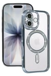 Mey İthalat®   iPhone 17 Joke Simli Magneticsafe Kılıf - Mavi