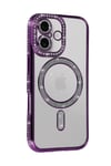 Mey İthalat®   iPhone 17 Joke Simli Magneticsafe Kılıf - Derin Mor